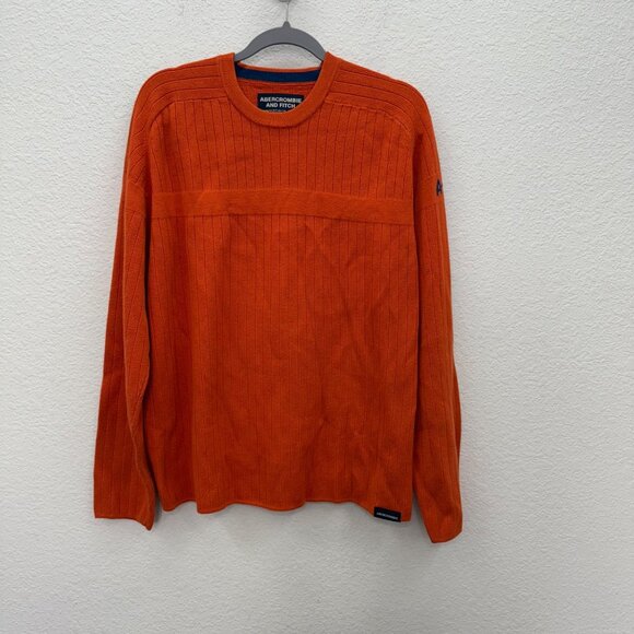 VTG Abercrombie Fitch A-1892 Orange Knit Y2K Style Pullover Sweater Mens size XL - Picture 1 of 8